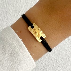 Bracelet plaque martelée dorée mixte